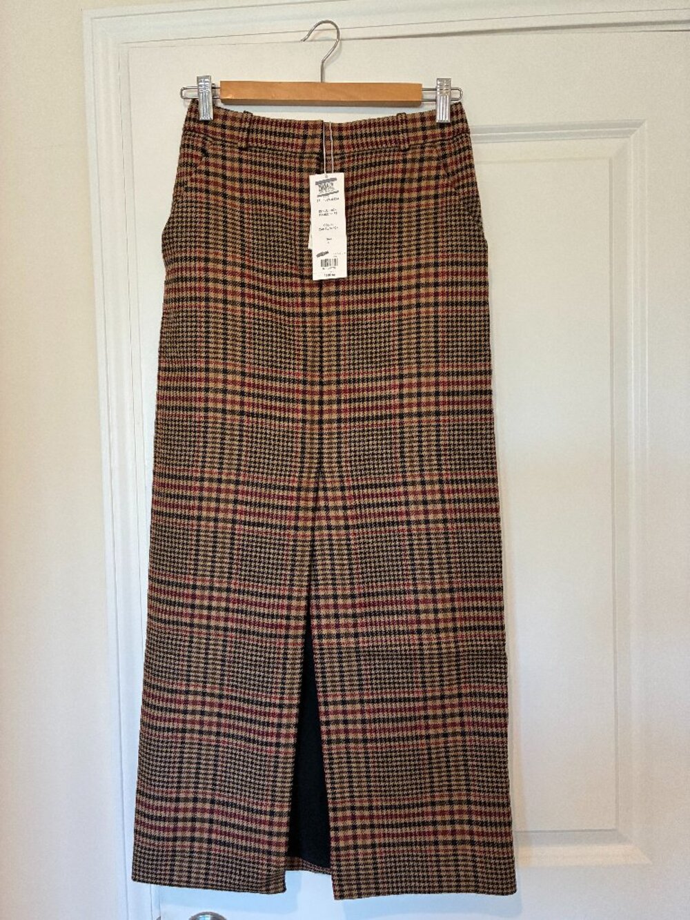 Veronica Beard Maxine Plaid Wool Maxi Skirt Camel Black Size 0 NWT $448